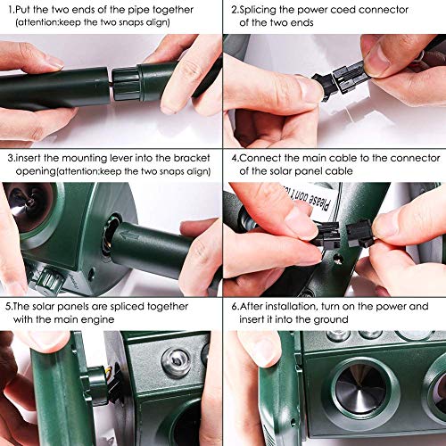 Ultraschall Tiervertreiber Solar Tierabwehr Wasserdicht Abwehr Katzenschreck Hundeschreck Marderabwehr vogelabwehr - 6