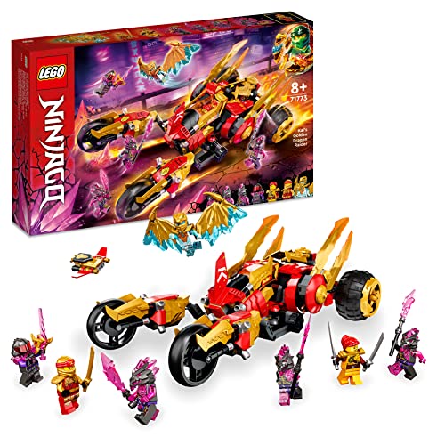 LEGO 71773 NINJAGO Kais Golddrachen-Raider Set, mit Auto und Motorrad-Spielzeug inkl. Kai und eine goldene Cole Legacy-Figur, Spielzeug für Kinder ab 8 Jahren