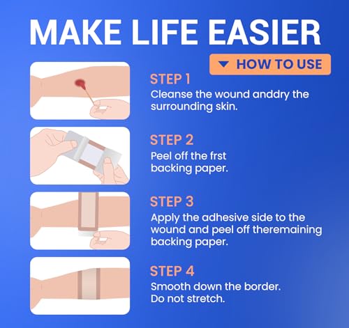 Image of Large Waterproof Bandages 2X5 Silicone Foam Dressing Sensitive Skin, 10 PCS