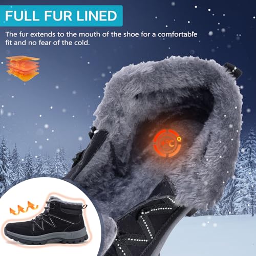 Qiucdzi Winter Boots for Men Snow Boots with Warm Fur Lined Anti-Slip Hiking Ankle Booties Comfort Walking Trekking Shoes for Outdoor3