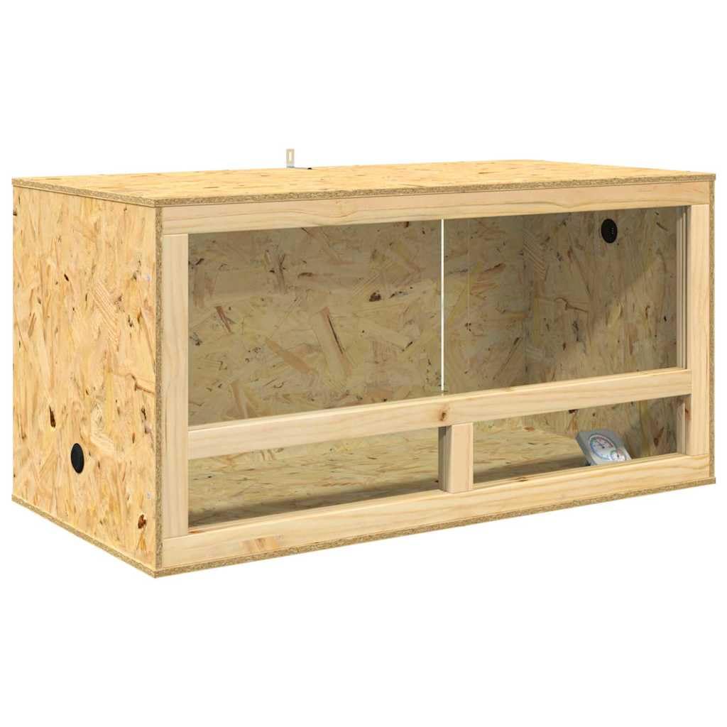 Terrario para reptiles 100 x 50 x 100 cm OSB Terrario con puerta corredera de cristal y termómetro para dragones barbudos serpientes geckos