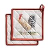 Maison d Hermine Hot Pads 100 Cotton Pot Holders Set of 2 with Loop Heat Resistant Potholders Grilling Microwave Barbeque Handling Hot Pans Campagne SpringSummer8x8