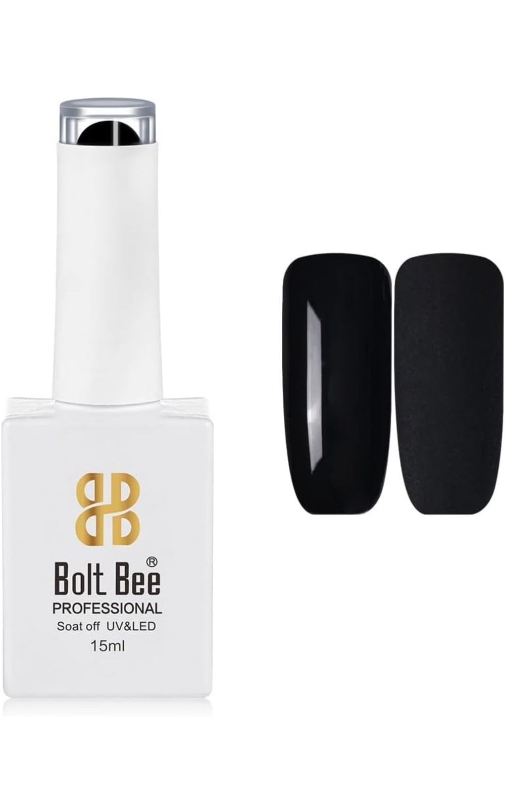 Bolt Bee Gel Nail Polish with Glossy Finish | Gel Paint Soak Off UV Led Non-Smudging,Long-Lasting Nail paint | Highly Pigmented Gloss Touch Polish For Home Manicure & Salon | Gift Set for Women-Black