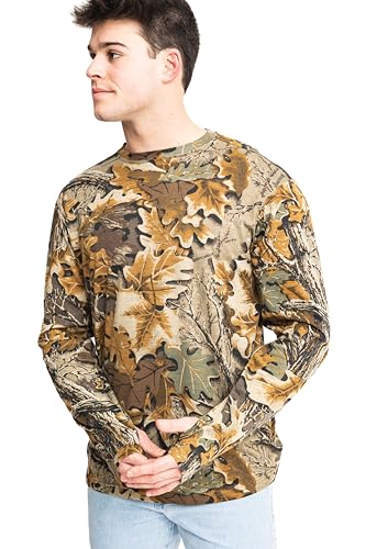 Realtree Camo Long Sleeve Hunting Shirt – Midweight 100% Cotton Tee with Ribbed Cuffs – Ideal for Outdoor & Workwear