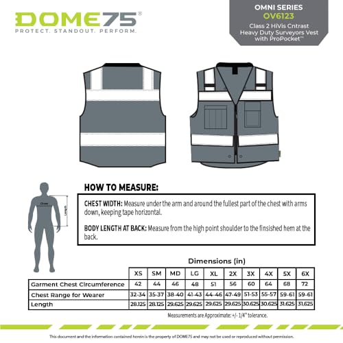 Image of DOME75 OMNI Series OV6123 Class 2 HiVis Contrast Heavy Duty Surveyors Vest with ProPocket