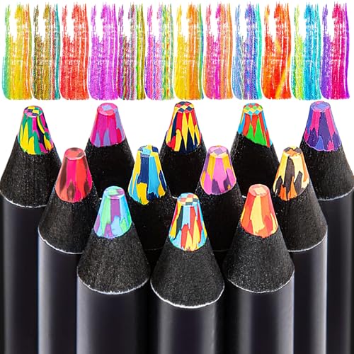 LLYZZ 12 matite colorate arcobaleno, matite da disegno per artisti adulti, forniture artistiche per bambini 9-12 anni, regali di compleanno per adolescenti, lauree, premi in classe (multicolore)