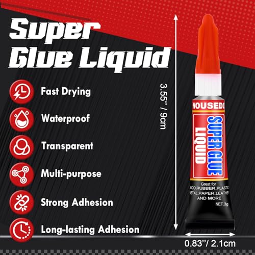 Image of WOUSEDO 24 X 3g Super Glue Liquid, Clear Strong Adhesive,Fast Drying Cyanoacrylate Glue for Wood, Rubber, Leather, Hard Plastic, Metal, DIY Crafts and More