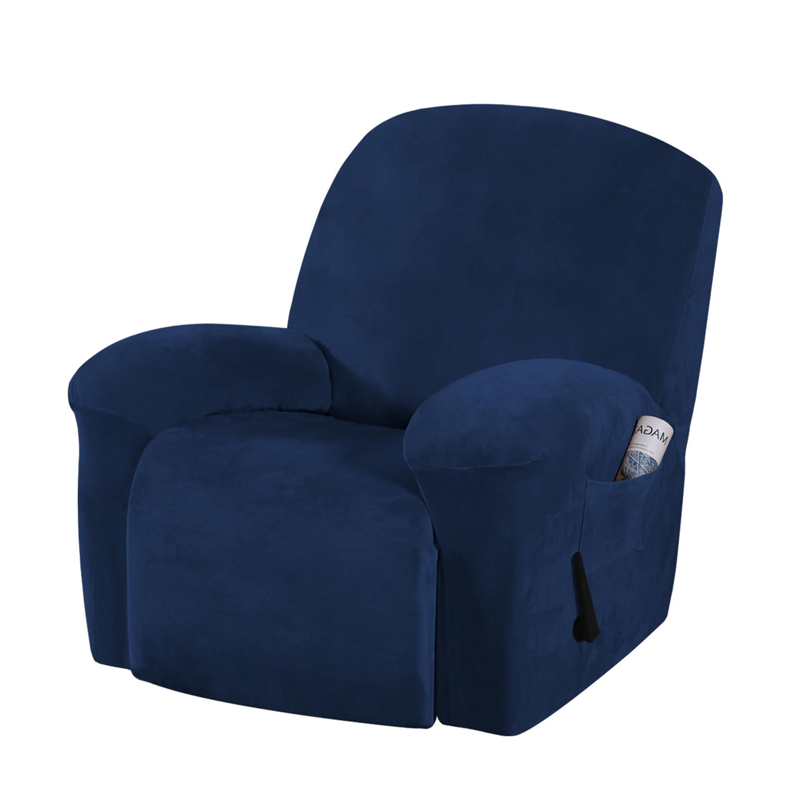Copripoltrona Relax Reclinabile Elasticizzato, Jacquard Copripoltrona Fodera per Poltrona, Poltrona Reclinabile Relax Completo Elasticizzato con Tasche (Blu Navy)