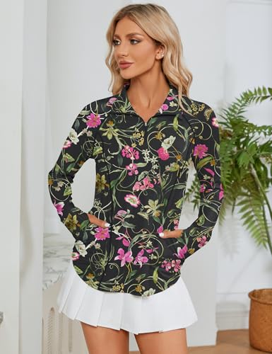 Image of LOMON Women Long Sleeve Shirts Sun Protection 1 /4 Zip Summer Quick Dry Hiking Shirts Quarter Zip Pullover for Women