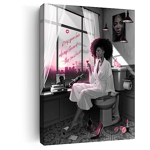 Decoración de pared de baño de mujeres afro, un lienzo lleno de identidad, fuerza y belleza