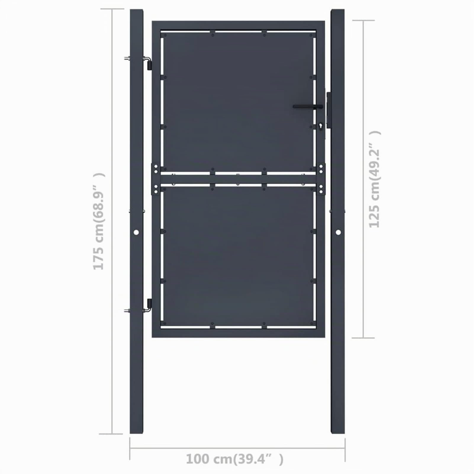 Cancello da Giardino in Acciaio 100x125 cm Antracite, Cancello Giardino Esterno, Cancello Esterno, Cancelletto Giardino, Cancelletto Pedonale, Cancelli in Ferro