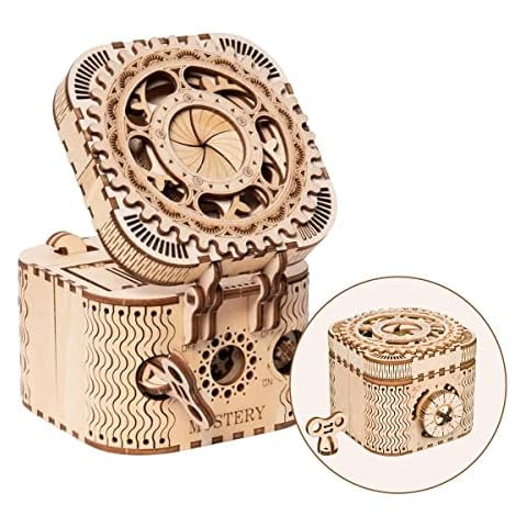 RoWood 3D Wooden Puzzle Treasure Box Model Kits for Adults to Build, Puzzle Box Combination Lock Mechanism, Treasure Chest Gifts for Christmas/Birthday Cover