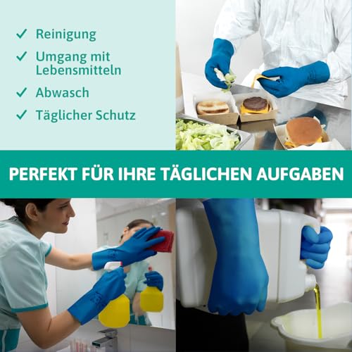 Ansell AlphaTec 37-310, Vielseitige Nitrilhandschuhe, Wiederverwendbare Handschuhe, Latexfreie Chemikalienschutzhandschuhe, Koch- und Reinigungshandschuhe, Blaue Arbeitshandschuhe, 12 Paar, Gr. L