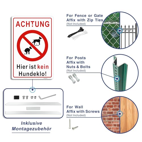 Goodvia Hundekot Verboten Schild mit Pfahl Aluminium Hier Bitte Nicht Hundekot Verboten Aluminium 20x30cm (Format A4) von Goodvia