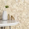 BeNice Peel and Stick Backsplash Hexagon for Kitchen 3D Adhesive Metal Wall Tile Stickers 10pcs Champagne Gold