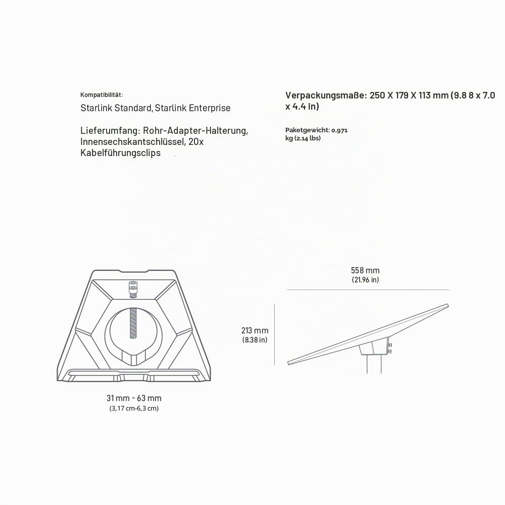 starlink Rohradapter für Standard Kit V4 grau