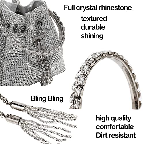 BBTT.ful Shoulder Bags Crossbody Bag Purses Handbags Crystals Evening Bag Silver for Women Girls Wedding Prom Party Club… - Image 3