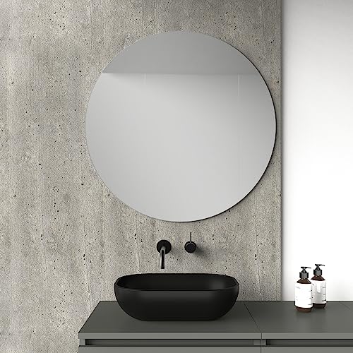 Baikal Espejo de Baño, Varias Formas y Medidas Disponibles. Opción con y Sin LED. Estilos Que se adaptan al baño o Cualquier Estancia del hogar. 80 Espejo Redondo