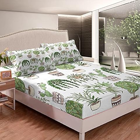 Loussiesd Juego de Ropa de Cama de Dibujos Animados con Plantas Cover