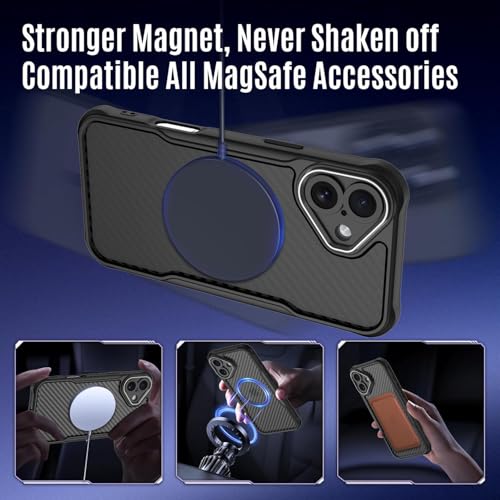 Dahkoiz for iPhone 16 Plus Case, with 2X Privacy Screen Protector, Compatible with MagSafe, [Camera Protection] [15ft Drop Protection] Slim & Rugged Magnetic Phone Case for iPhone 16 Plus, Black - image 3