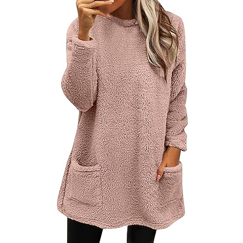 Lolvmvchi Sweatshirts Black 2024 Friday Deals Women Fleece Plus Size Tops for Women Long Sleeve Xxl Tops for Women Trendy Linen Clothing for Women Black 2024 Friday Deals 1Pink Medium