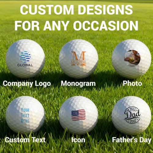 Image of Personalized Golf Balls, Gifts for Men, Custom Golf Ball with Logo or Photo, Customized Gift for Golfers, Dads, Boyfriend, Husband, Grandfather, Groomsmen, Christmas, 1 Pack
