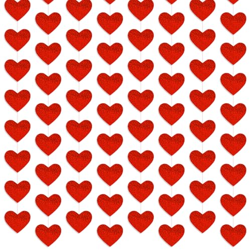 SULOLI 8 Guirlandes Cœur Rouge à Suspendre Romantique pour Saint-Valentin, Fiançailles,...