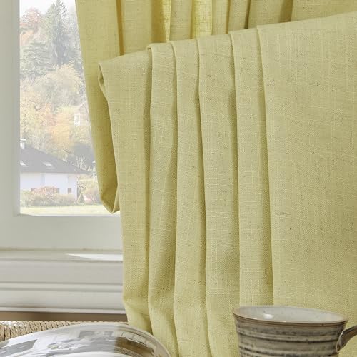 Image of Joydeco Linen Curtains, 2 Panels Set, Light Filtering, 63 Inch Long, Living Room, Lima Bean