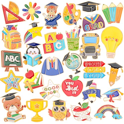 Image of SANNIX 60Pcs Kindergarten Graduation Pins for Leis, Kinder Grad Pin Class of 2026 Pins Preschool Graduation Pin Brooch Badges for Backpack Grad Lei Accessories, 30 Styles