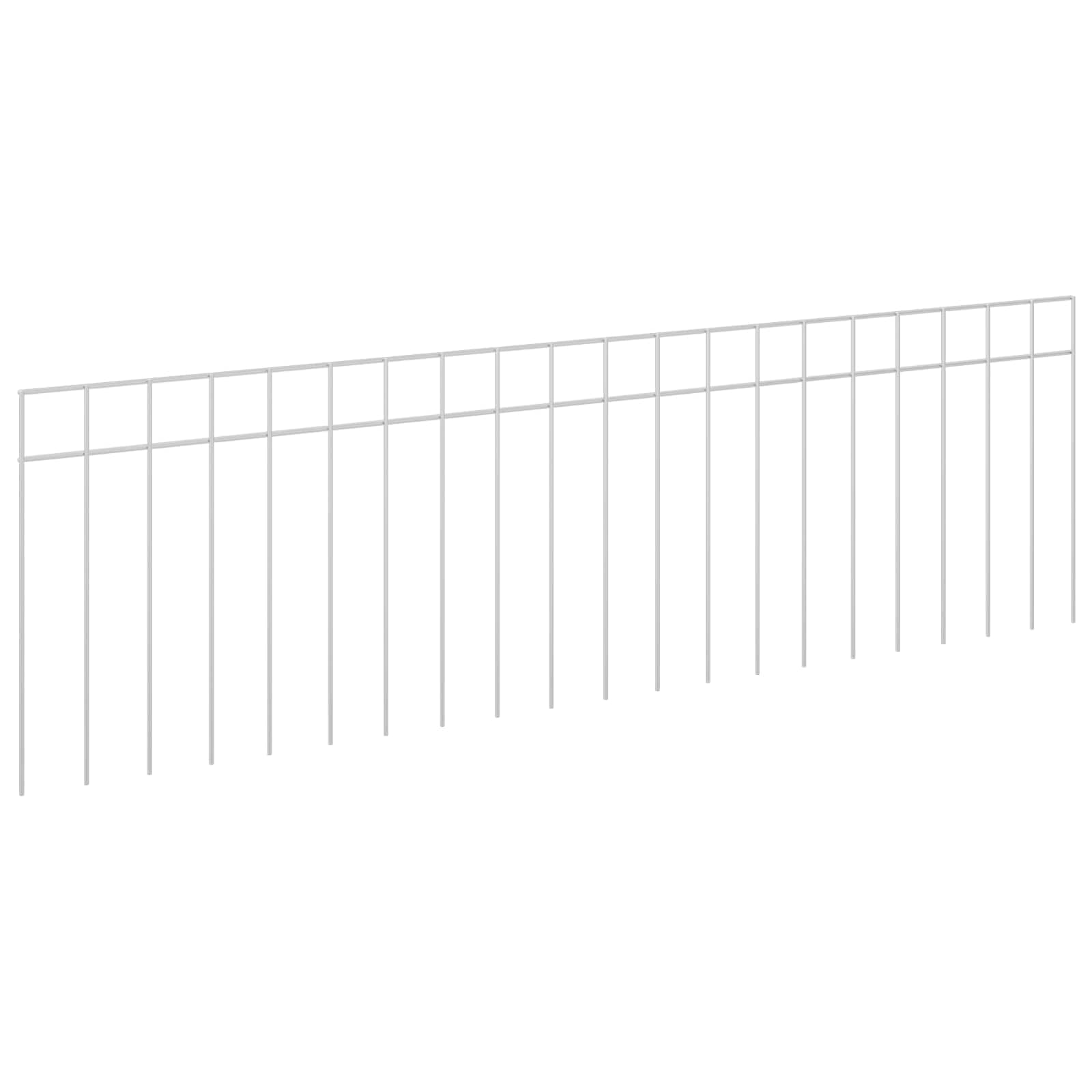 vidaXL Garden Fence Panel 48 Pieces Galvanised Steel Garden Fence Panel Modern Steel Weatherproof Decorative Iron Barrier