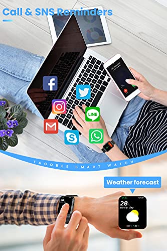 TagoBee-Smartwatch-HombreIP68-Impermeable-con-169-Tactil-Completa-Reloj-Inteligente-Hombre-Monitor-de-Sueno-PulsometroOxigeno-de-Sangre-Podometro-24-Modos-Deporte-Compatible-con-iOS-y-Android