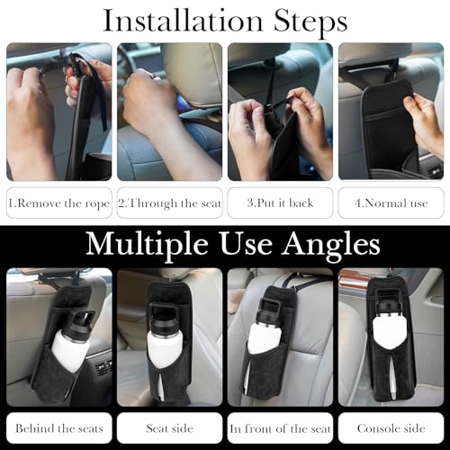 Portavasos lateral para asiento de carro grande con bolsa de malla negra miniatura 5