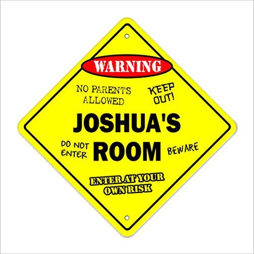 Joshua's Room Sign Crossing Zone Xing | Indoor/Outdoor | 12" Tall Plastic Sign Kids Bedroom Decor Door Children's Name Boy Girl #TOP20