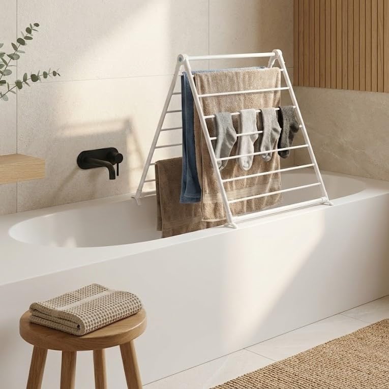 NUXIO MALO Étendoir à linge pour baignoire 70 x 79 cm