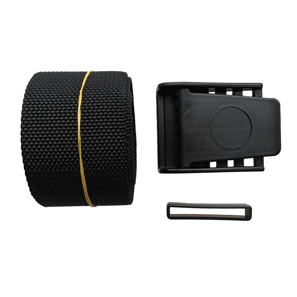 Juego de 3 cinturones de peso pesado con hebilla de plástico, color negro, 150 cm