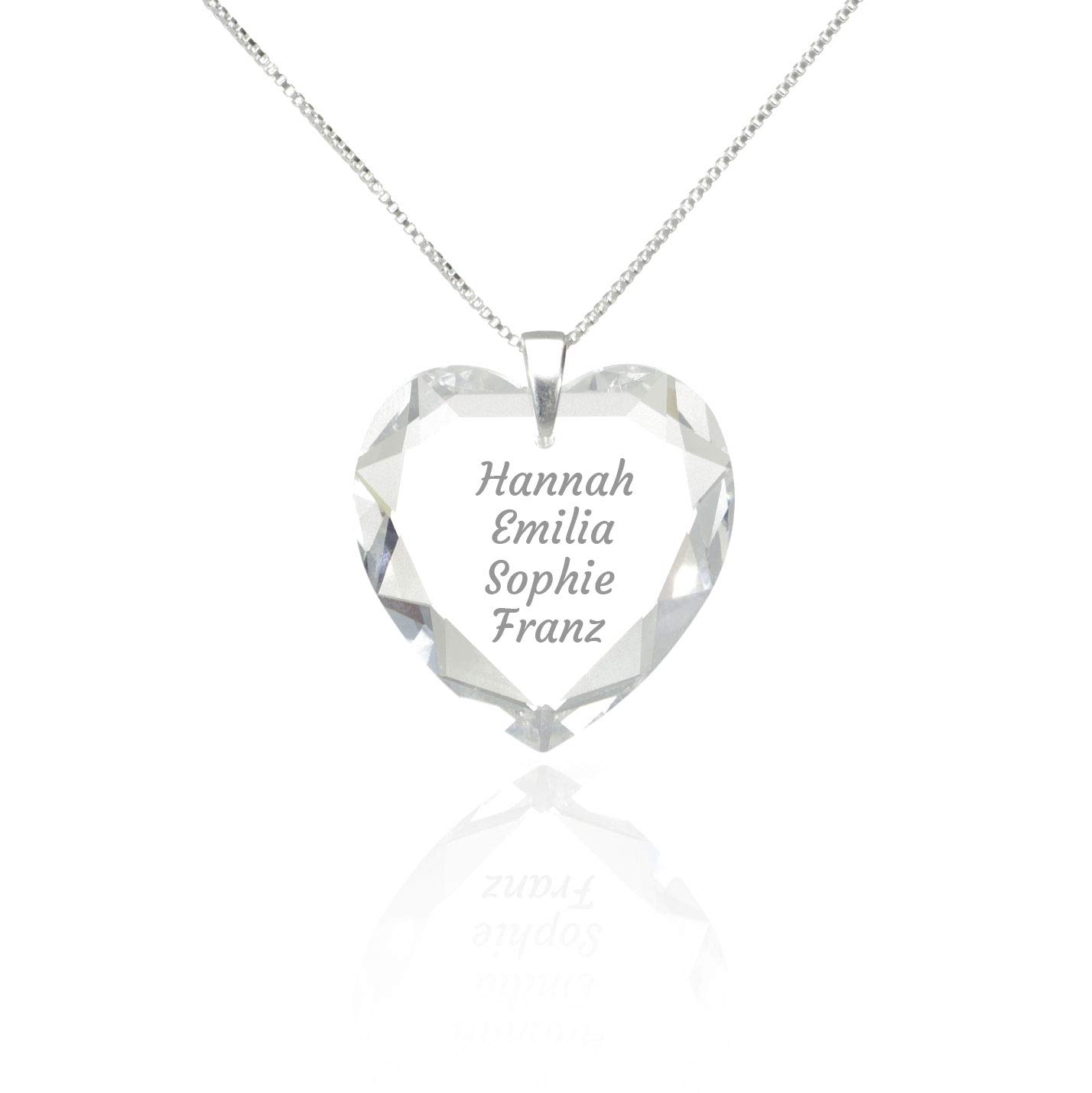 Herzkette 925 Sterling Silber SWAROVSKI ELEMENTS Herz Crystal Gravur Anhänger Namenskette mit mehreren Wunschnamen. …