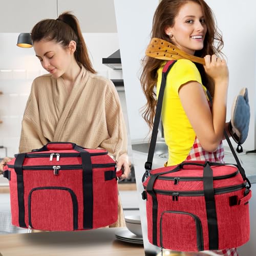 Double-Layer Slow Cooker Carrying Bag for 6-8 Quart CrockPot and Hamlton Beach Slow Cooker, Travel Bag with Lid Fastener for Crock-pot, Portable Carrier Case Slow Cooker Bag with See-thought Window - Image 7