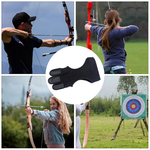Tokaneit Bogenschießen Fingerhandschuh,Traditioneller Schießhandschuh,Bogenschießen Handschuhe,Dreifinger Bogenschießhandschuhe,Fäustlinge,Schutzhandschuhe für Compoundbogen,Schießhandschuhe
