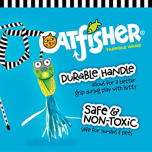 Fat Cat Interactive Cat Toys - Tadpole Cat Wand Stuffed With 100% Organic Catnip #TOP3