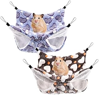 olyee Rat Hammocks, 2 Pack Ferret Hammocks, Small Pet Hammock, Rat Toys And Accessories for Cage Double-Layer Hanging Bed for Guinea Pig Parrot Squirrel Hamster Rat Playing Sleeping (Purple+Coffee)