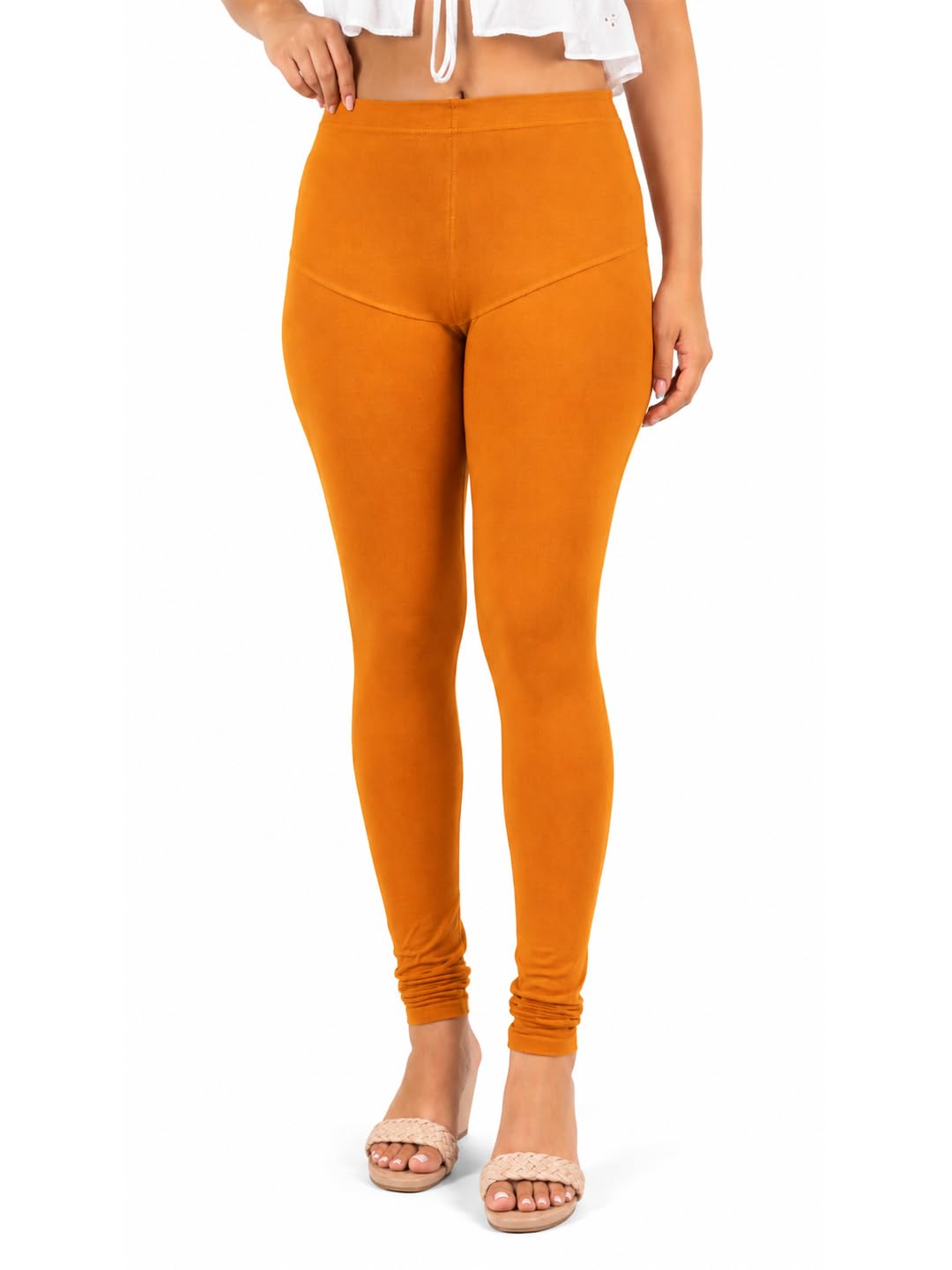Tailored Cut & Classic Fit Soft Cotton Stretch Churidar for Women | Breathable, Mid Rise, Full Length Leggings-image-15