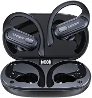 Fone de Ouvido LEN0V0 XT60 Esportivo Bluetooth 5.3 Sem Fio TWS À Prova D'água | Som HiFi, Cancelamento de Ruído, Microfone Integrado | LED Display (Preto)