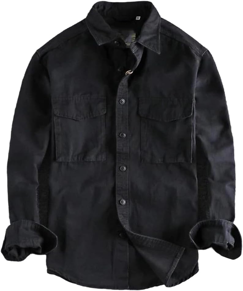 Men's Vintage Cargo Shirt Jacket Canvas Cotton Work Work Cargo Jacket Top