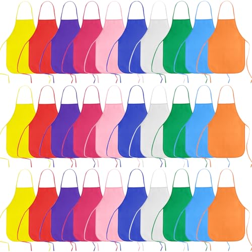 KUUQA Kids Aprons for Art - 30 Pack Painting Smocks, Classroom & Party Supplies