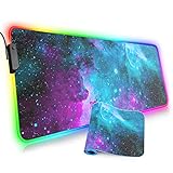 Large RGB Gaming Mouse Pad,Galaxy Nebula Space Oversized Glowing Led Extended Mousepad,10 Lighting...