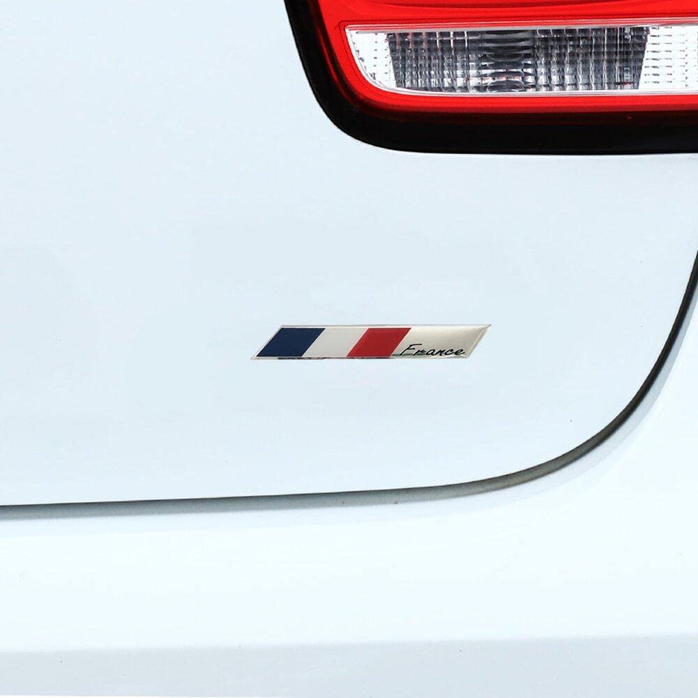 2-Piece French Flag Emblem Car Badge – Chrome Zinc Alloy Decal For Car, Motorcycle, Scooter