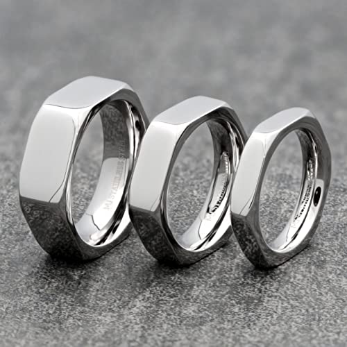 Stainless Steel Polished or Black Plated Finish Nut Style Wedding Band Choice of 4mm, 6mm or 8mm Widths2