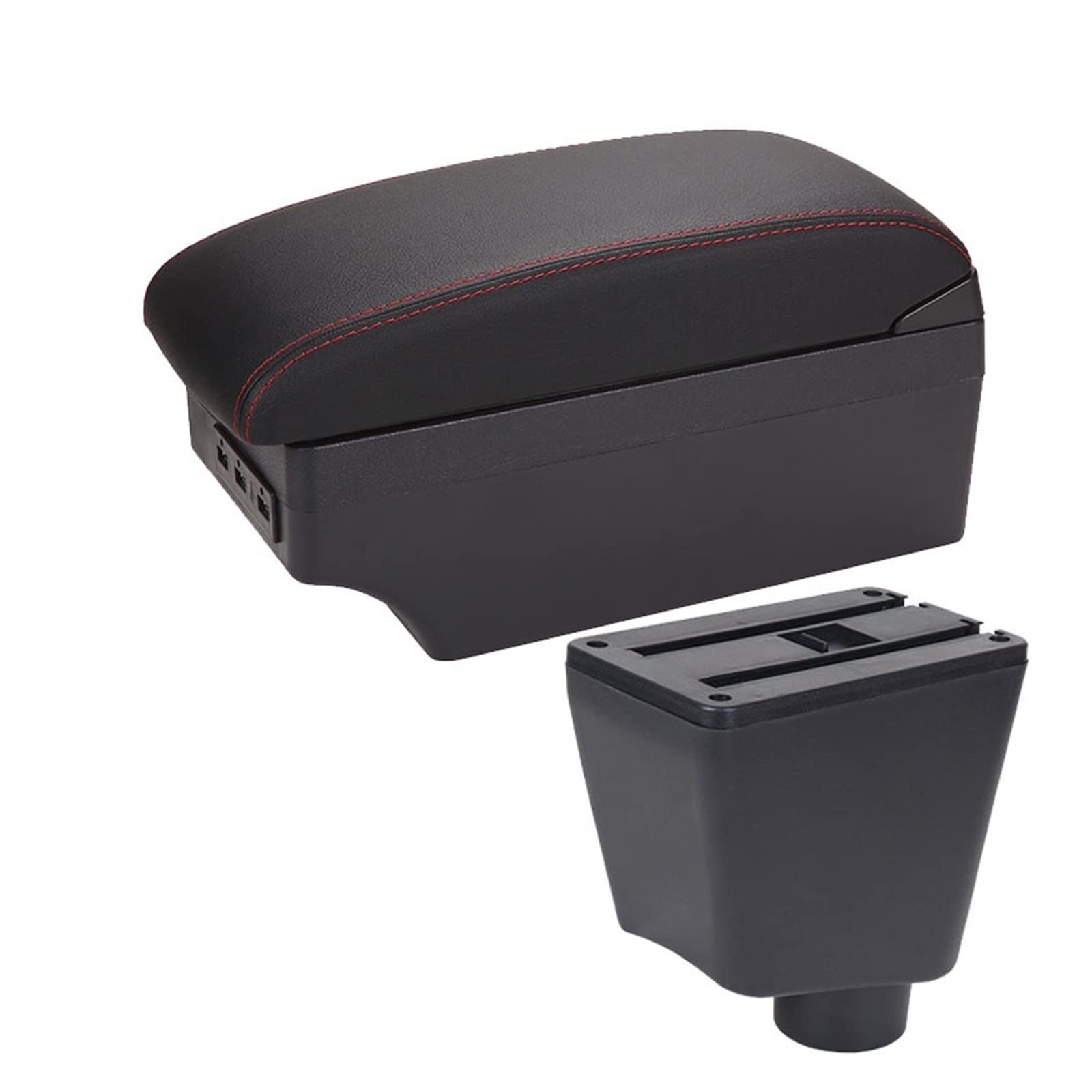 For Renault For Clio 3 4 Car Armrest Box Car Storage Box Cup Holder Ashtray USB(A1 Black red 7USB)
