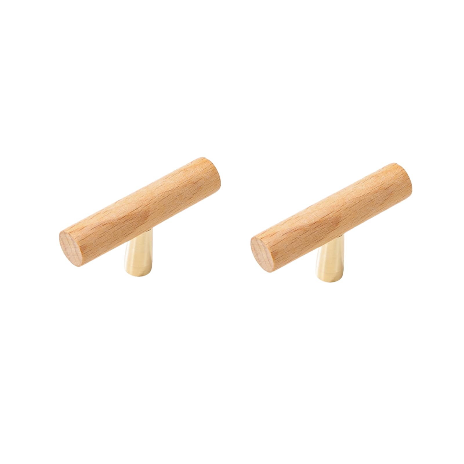 ITTRUH Wood Drawer Knobs,Cabinets 2Pcs Beech Copper Foot Handle Wooden Cabinet Wardrobe Door Solid(Single Hole)