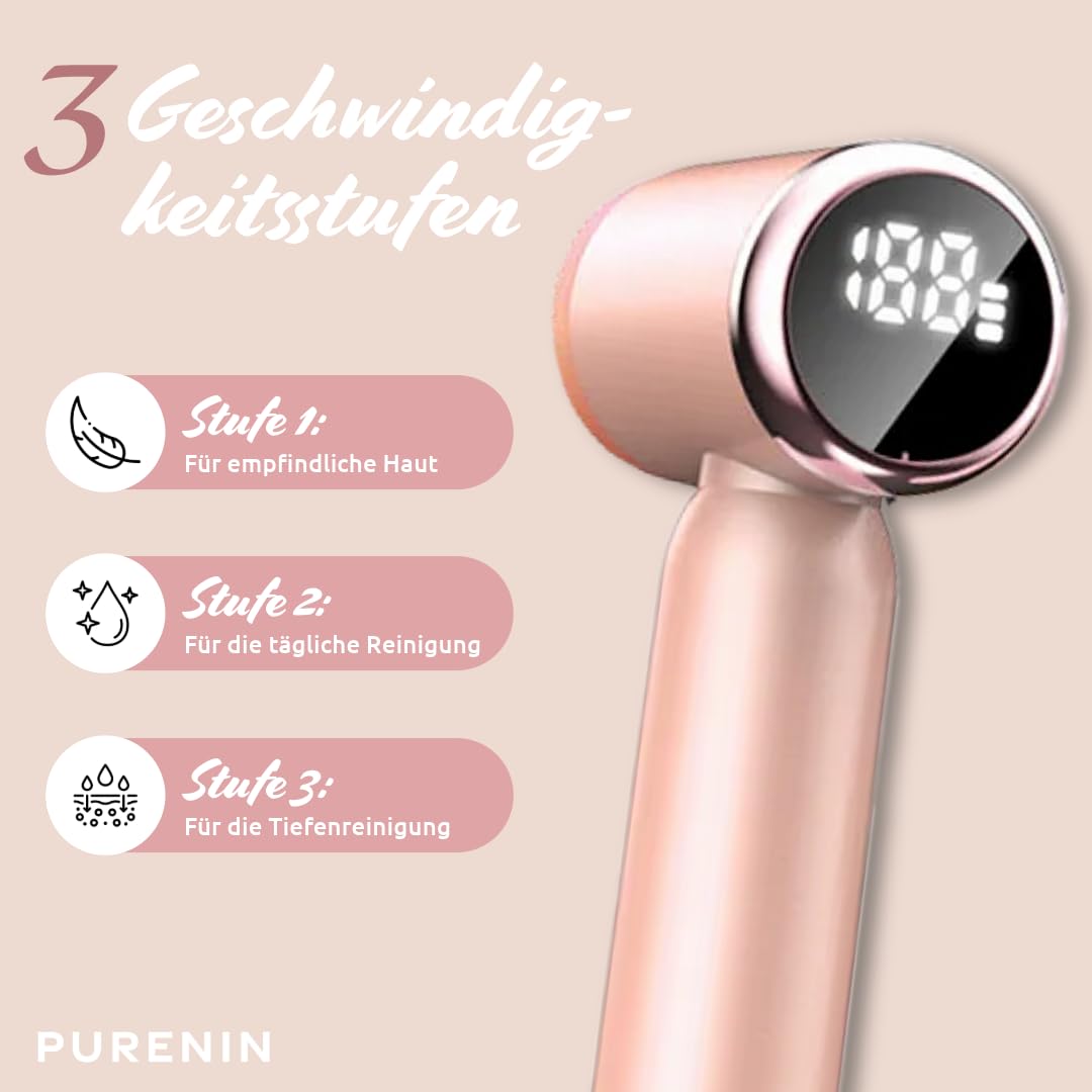 6in1 Set - Elektrische Gesichtsreinigungsbürste, auch für unterwegs, 360 Grad Rotation des Bürstenkopfes, wasserdicht nach IPX6, elektrischer Gesichtsreiniger (Rosa)